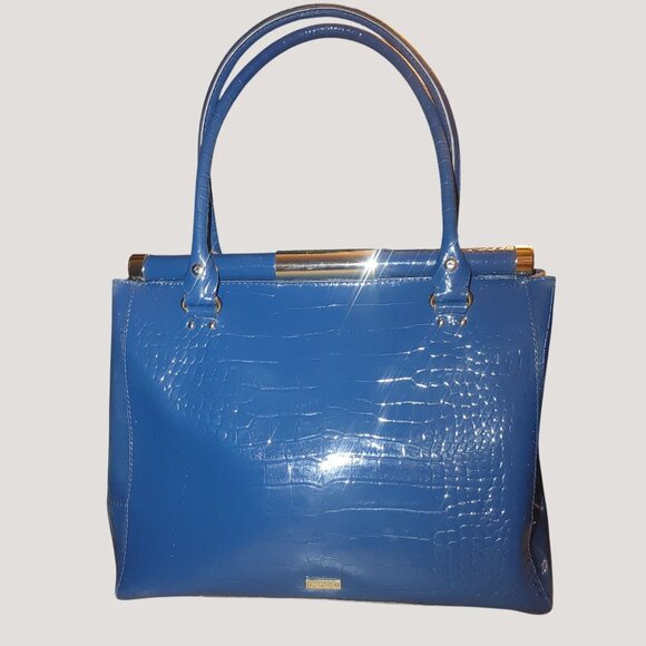 Kate Spade New York Knightsbridge Silver Tone Blue Crocodile Handbag READ - Picture 1 of 16